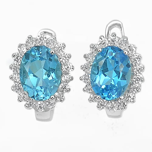 Natural Swiss Blue Topaz 925 Sterling Silver Earrings Jewelry 4.12 G.: Product ID: 281070515 Product Type: 925 Sterling Silver Fine Jewelry Jewelry Weight: 4.12 Grams. Gemstones Color: Blue Metal: Solid Silver 92.5%. Gemstone Detail: Oval Swiss Blue Natural Topaz Size 8 
