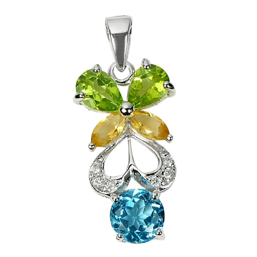 Natural Topaz Citrine and Peridot 925 Sterling Silver Pendant Jewelry 2.84 Grams (1 of 3)