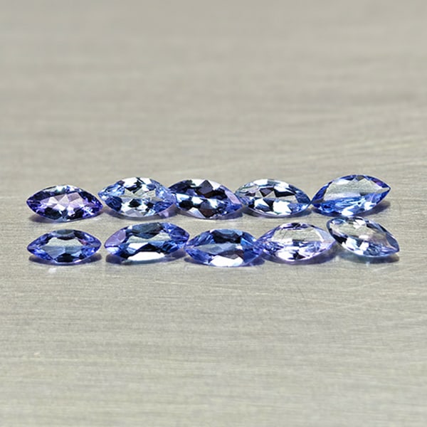 Natural Violetish Blue Tanzanite 1.08 Ct. 10 Pcs Marquise Shape 5.4 x 2.3 Mm Gemstones From Tanzania: Product ID: 807015020 Product Name: Natural Tanzanite Weight: 1.08 CT. Size: 5.4 x 2.3 x 1.7 MM. Shape: Marquise Shape Color: Violetish Blue Clarity:VSI Luster: Good Gems Origin: Tanzania Treatment: U