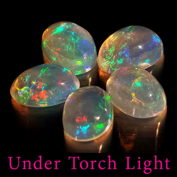 Natural Multi Color Opal 1.55 Ct. 5 Pcs Oval Cabochon Shape 6.1 x 4.2 Mm Gemstones From Ethiopia (1 of 3)