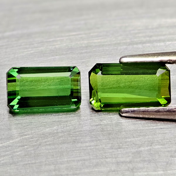 Natural Green Tourmaline 1.77 Ct 2 Pcs Octgon Shape Gemstone From Nigeria (1 of 3)