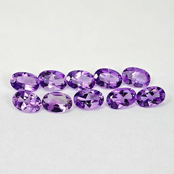 Natural Purple Amethyst 3.95 Ct. 10 Pcs. VVS Oval Shape 4 x 6 Mm. Gemstones From Brazil: Product ID: 800325263 Product Name: Natural Amethyst Weight: 3.95 CT. Size: 4 x 6 x 3.7 MM. Shape: Oval Color: Purple Clarity:VVS Luster: Good Gems Origin: Brazil Treatment: Unheated Crystal Structure