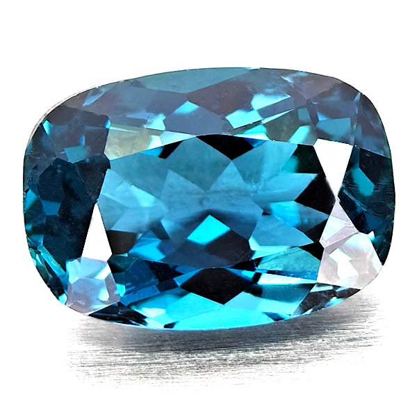 Natural London Blue Topaz 3.42 Ct. Cushion Shape 10.1 x 7.2 Mm Gemstone from Brazil: Product ID: 807168333 Product Name: Natural Blue Topaz Weight: 3.42 CT. Size: 10.1 x 7.2 x 5.6 MM. Shape: Cushion Shape Color: London Blue Clarity:VVS - VSI Luster: Good Gems Origin: Brazil Treatment: