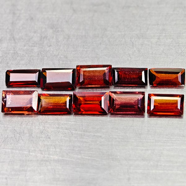 Natural Orangish Red Garnet 2.90 Ct. 10 Pcs Baguette Shape 5 x 3.1 Mm Gemstones From Tanzania: Product ID: 802936473 Product Name: Natural Red Garnet Weight: 2.90 CT. Size: 5 x 3.1 x 2.2 MM. Shape: Baguette Color: Orangish Red Clarity:VSI Luster: Very Good Gems Origin: Tanzania Treatment: Unhea