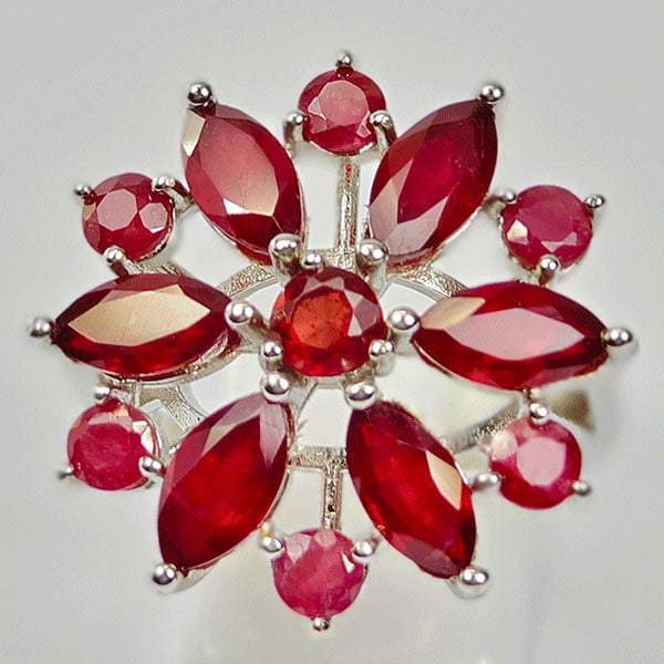 Natural Ruby Mix Shape With Real 925 Sterling Silver 6.41 Grams Ring Size 8 (1 of 3)