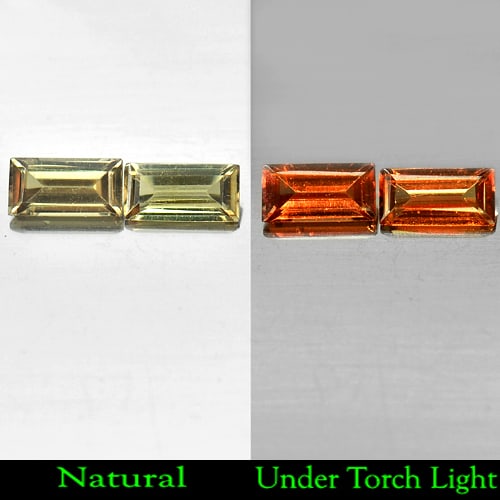 Natural Color Change Garnet 1.02 Ct. Matching Pair Baguette Shape 6.4 x 3.3 Mm Gemstone From Nigeria (1 of 3)