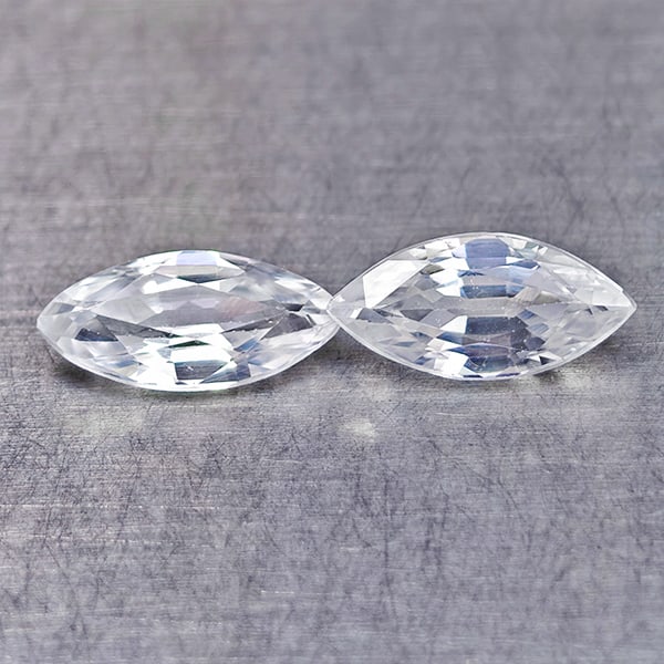Natural White Zircon 1.60 Ct. 2 Pcs Marquise Shape 8.2 x 3.9 Mm Gemstones From Cambodia (1 of 3)