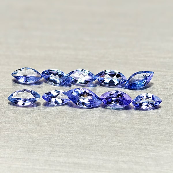 Natural Violetish Blue Tanzanite 1.49 Ct. 10 Pcs Marquise Shape 5.8 x 2.9 Mm Gemstones From Tanzania: Product ID: 807015026 Product Name: Natural Tanzanite Weight: 1.49 CT. Size: 5.8 x 2.9 x 1.8 MM. Shape: Marquise Shape Color: Violetish Blue Clarity:VSI Luster: Good Gems Origin: Tanzania Treatment: U