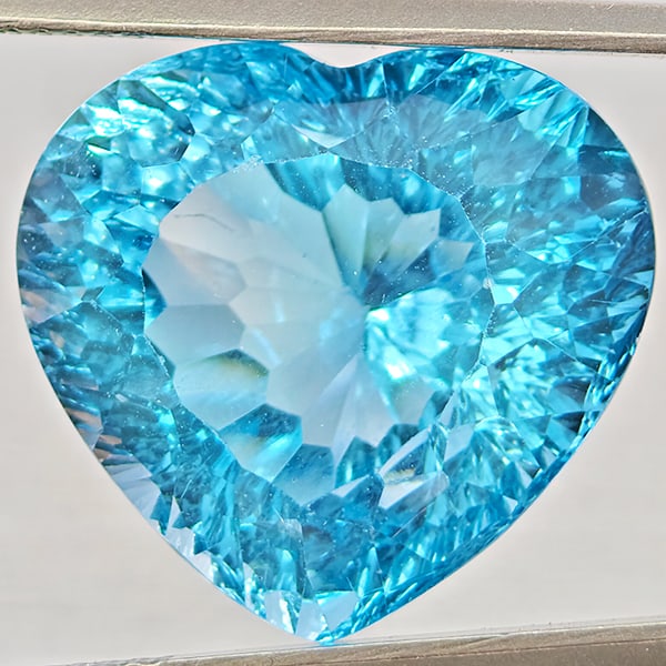 Natural Baby Blue Color Topaz 26.07 Ct. Heart Concave Cut  18.4 x 17.2 Mm Gemstone From Brazil (1 of 3)