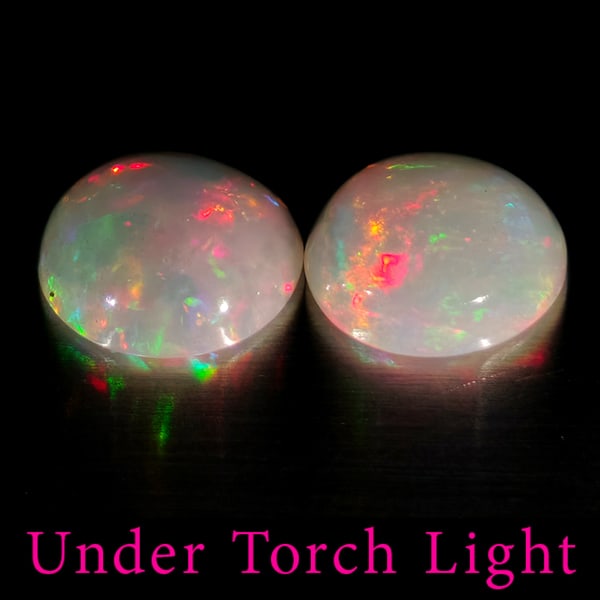 Natural Multi Color Opal 1.17 Ct. 2 Pcs Round Cabochon Shape 7 Mm Gemstones From Ethiopia (1 of 3)