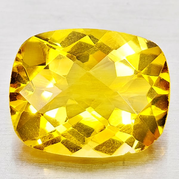Natural Yellow Citrine 2.50 Ct. Cushion Checkerboard Cut 10.2 x 8.2 Mm. Gemstone From Brazil: Product ID: 801815152 Product Name: Natural Citrine Weight: 2.50 CT. Size: 10.2 x 8.2 x 5.2 MM. Shape: Cushion Checkerboard Cut Color: Yellow Clarity:VVS - VSI Luster: Good Gems Origin: Brazil Treatme