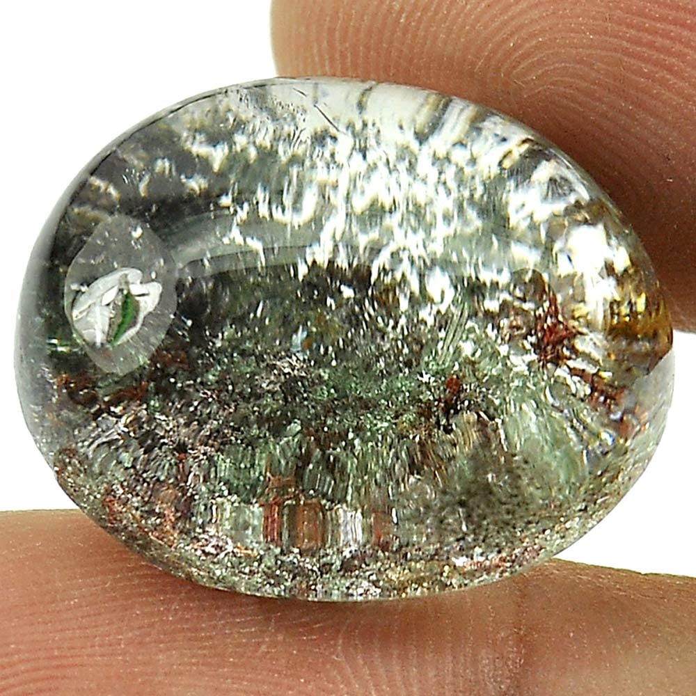 Natural Moss Quartz 32.25 Ct. Oval Cabochon Shape 20 x 17.6 Mm. Unheated Gemstone: Product ID: 805529247 Product Name: Natural Quartz Weight: 32.25 CT. Size: 20 x 17.6 x 12.3 MM. Shape: Oval Cabochon Color: White Clarity:Semi - Transparent Luster: Good Gems Origin: Thailand Treatmen