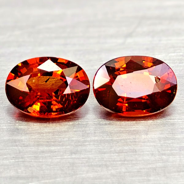 Natural Orange Spessartine Garnet 2.40 Ct. 2 Pcs Oval Shape 7.2 x 5.2 Mm. Gemstones From Namibia: Product ID: 802936588 Product Name: Natural Spessartine Weight: 2.40 CT. Size: 7.2 x 5.2 x 3.5 MM. Shape: Oval Color: Orange Clarity:VSI Luster: Very Good Gems Origin: Namibia Treatment: Unheated Crys