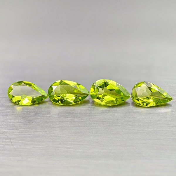 Natural Green Peridot 2.95 Ct. 4 Pcs. Pear Shape 7.9 x 5 Mm Gemstones From Pakistan (1 of 3)