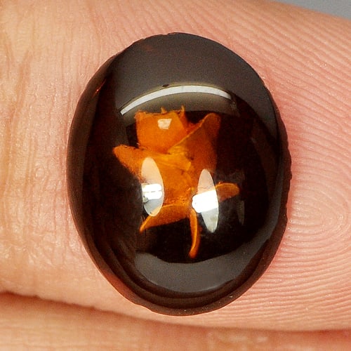 Natural Amber 0.87 Ct. Flower Carving Oval Cabochon Shape 11.7 x 9.3 Mm. Gemstone from Poland: Product ID: 819003795 Product Name: Natural Amber Weight: 0.87 CT. Size: 11.7 x 9.3 x 3.1 MM. Shape: Oval Cabochon Color: Brown Yellow Clarity:Semi - Transparent Luster: Good Gems Origin: Poland Treat