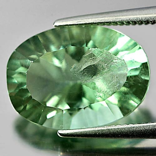 Natural Green Fluorite 6.42 Ct. Oval Concave Cut 13.8 x 10.2 x 7 Mm. Unheated Gemstone: Product ID: 802704190 Product Name: Natural Fluorite Weight: 6.42 CT. Size: 13.8 x 10.2 x 7 MM. Shape: Oval Concave Cut Color: Green Clarity:SI1 Luster: Good Gems Origin: Brazil Treatment: Unheated Cr