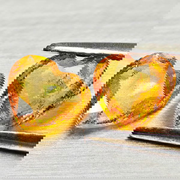 Natural Yellow Songea Sapphire 1.45 Ct. 2 Pcs Heart Shape 6.1 x 6 Mm Gemstones From Tanzania (1 of 3)