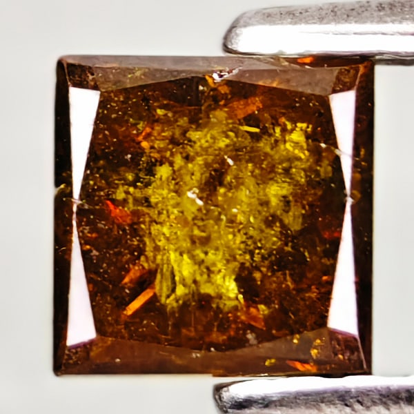 Natural Red Yellow Loose Diamond 0.38 Ct. Square Princess Cut 4 x 3.8 Mm (1 of 3)