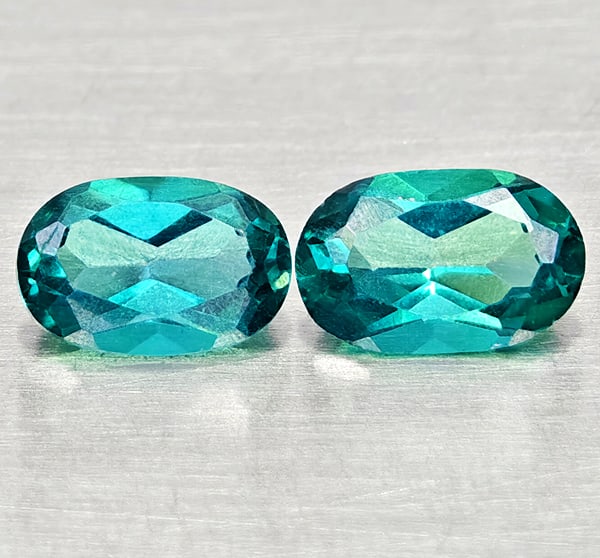 Natural Bluish Green Topaz 0.94 Ct. 2 Pcs Oval Shape 6 x 3.8 Mm Gemstones From Brazil (1 of 3)