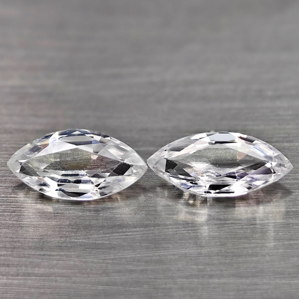 Natural White Zircon 1.50 Ct. 2 Pcs. Marquise Shape 8 x 4 Mm Gemstones From Cambodia: Product ID: 807742961 Product Name: Natural Zircon Weight: 1.50 CT. Size: 8 x 4 x 2.4 MM. Shape: Marquise Color: White Clarity:VSI Luster: Good Gems Origin: Cambodia Treatment: Heated Crystal Structur