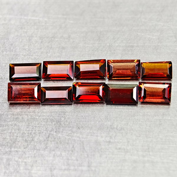 Natural Orangish Red Garnet 2.93 Ct. 10 Pcs. Baguette Shape 5.1 x 3.2 Mm. Gemstones From Tanzania: Product ID: 802936519 Product Name: Natural Red Garnet Weight: 2.93 CT. Size: 5.1 x 3.2 x 2.2 MM. Shape: Baguette Color: Orangish Red Clarity:VSI Luster: Very Good Gems Origin: Tanzania Treatment: Unh