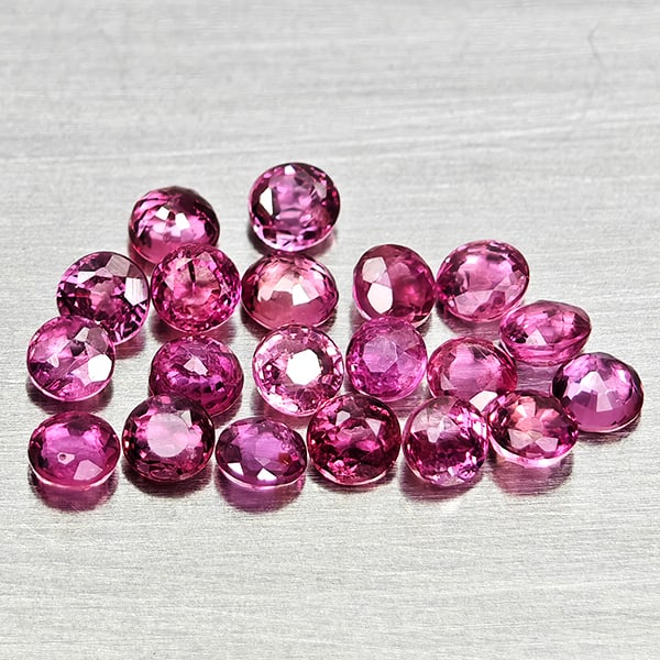 Natural Pinkish Red Ruby 1.26 Ct. 20 Pcs Round Shape 2.3 Mm Gemstones From Thailand (1 of 3)