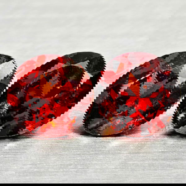 Natural Orangish Red Garnet 1.27 Ct. 2 Pcs Round Shape 5.1 Mm Gemstones From Tanzania (1 of 3)