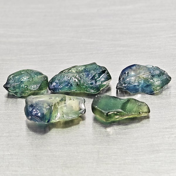 Natural Unheated Greenish Blue Sapphire 5.12 Ct. 5 Pcs Rough Shape Gemstones From Madagascar (1 of 3)