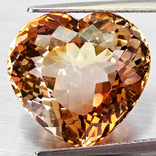 Natural Imperial Topaz 11.48 Ct. Heart Shape 15.2 x 14.3 Mm Gemstone From Brazil (1 of 3)