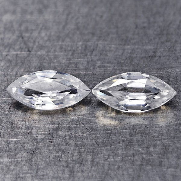 Natural White Zircon 1.59 Ct. 2 Pcs. Marquise Shape 8 Mm Gemstones From Cambodia: Product ID: 807742923 Product Name: Natural Zircon Weight: 1.59 CT. Size: 8.1 x 4 x 2.6 MM. Shape: Marquise Shape Color: White Clarity:VSI Luster: Good Gems Origin: Cambodia Treatment: Heated Crystal