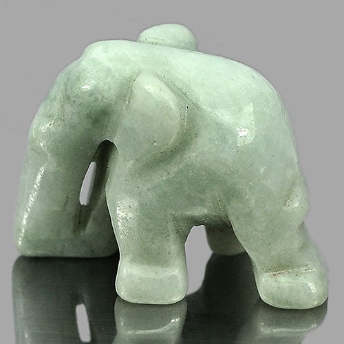 Natural Green Jade Elephant Carving 50.01 Ct. Unheated Gemstone 25 x 19 Mm. (1 of 3)