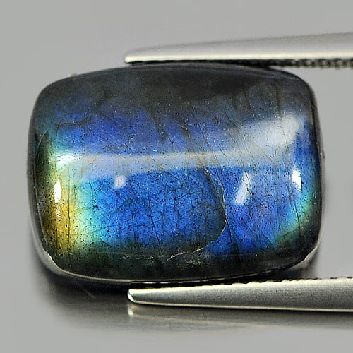 Natural Multi Color Blue Labradorite Doublet 9.53 Ct  Baguette Cabochon Shape 15.9 x 11.8 Mm. (1 of 3)