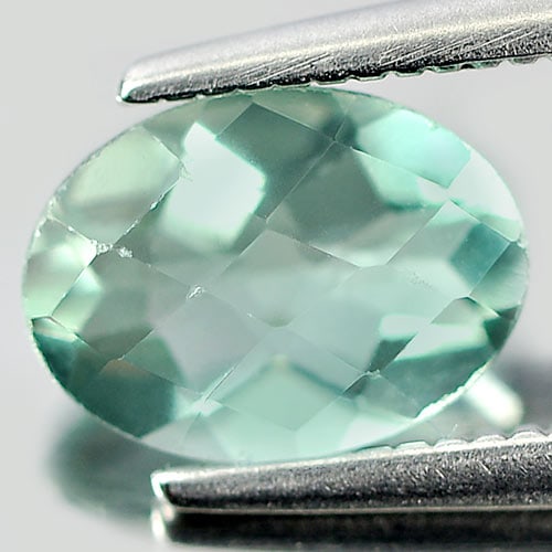 Natural Green Flourite 1.21 Ct. Oval Checkerboard Cut Unheated Gemstone From Brazil: Product ID: 802702055 Product Name: Natural Fluorite Weight: 1.21 CT. Size: 8 x 6 x 4 MM. Shape: Oval Checkerboard Color: Green Clarity:VSI Luster: Good Gems Origin: Brazil Treatment: Unheated Crystal