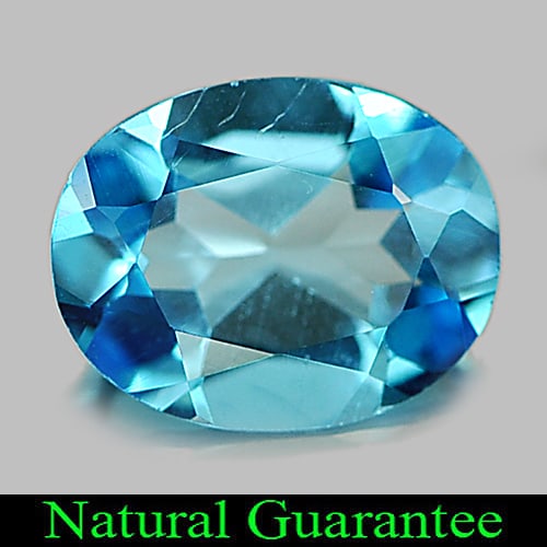 Natural Swiss Blue Topaz 1.69 Ct. VVS Oval Shape 9 x 7.1 Mm. Gemstone From Brazil: Product ID: 807161663 Product Name: Natural Blue Topaz Weight: 1.69 CT. Size: 9 x 7.1 x 3.8 MM. Shape: Oval Color: Swiss Blue Clarity:VVS Luster: Good Gems Origin: Brazil Treatment: Treated Crystal St