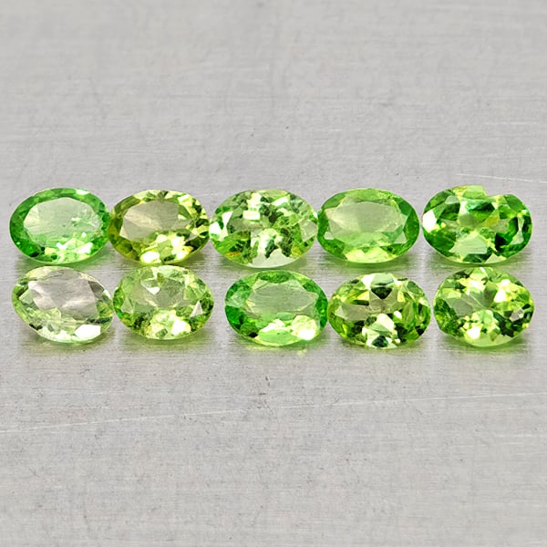 Natural Green Tsavorite Garnet 1.42 Ct. 10 Pcs Oval Shape Gemstone From Tanzania (1 of 3)