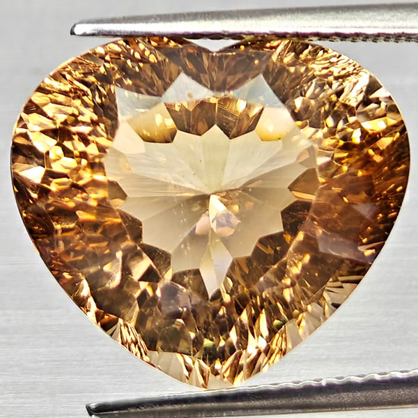 Natural Imperial Topaz 14.65 Ct. Heart Concave Cut  15.8 x 14 Mm Gemstone From Brazil (1 of 3)