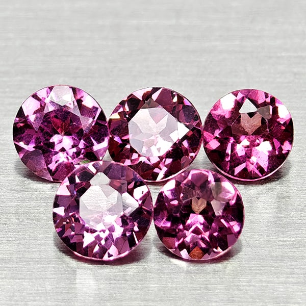 Natural Purplish Pink Rhodolite Garnet 1.30 Ct. 5 Pcs Round Shape 4 Mm Gemstones from Madagascar (1 of 3)