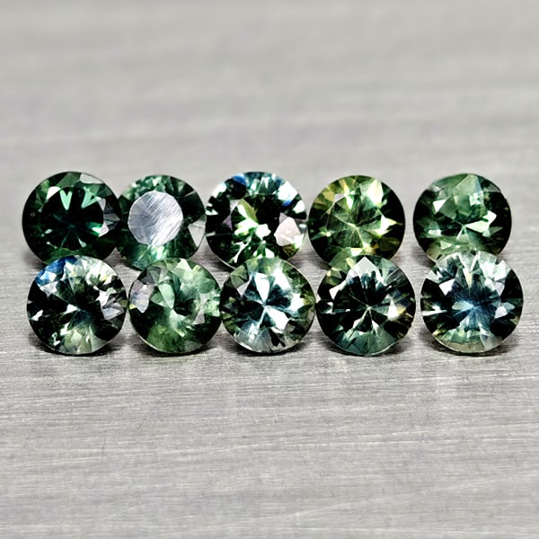 Natural Green Blue Sapphire 1.10 Ct. 10 Pcs Round Diamand Cut 3 Mm Gemstones From Tanzania (1 of 3)