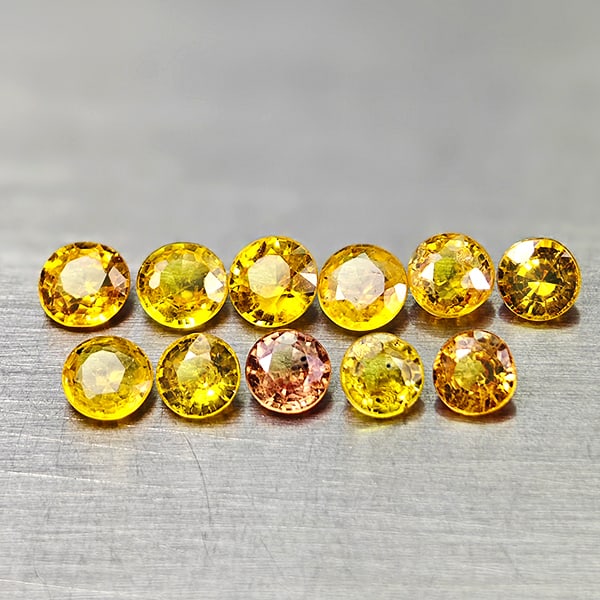 Natural Golden Yellow Songea Sapphire 2.63 Ct.11 Pcs Round Shape 3.8 Mm Gemstones From Tanzania: Product ID: 806161976 Product Name: Natural Fancy Color Sapphire Weight: 2.63 CT. Size: 3.8 x 3.8 x 1.9 MM. Shape: Round Color: Golden Orange Yellow Clarity:VVS Luster: Good Gems Origin: Tanzania Trea