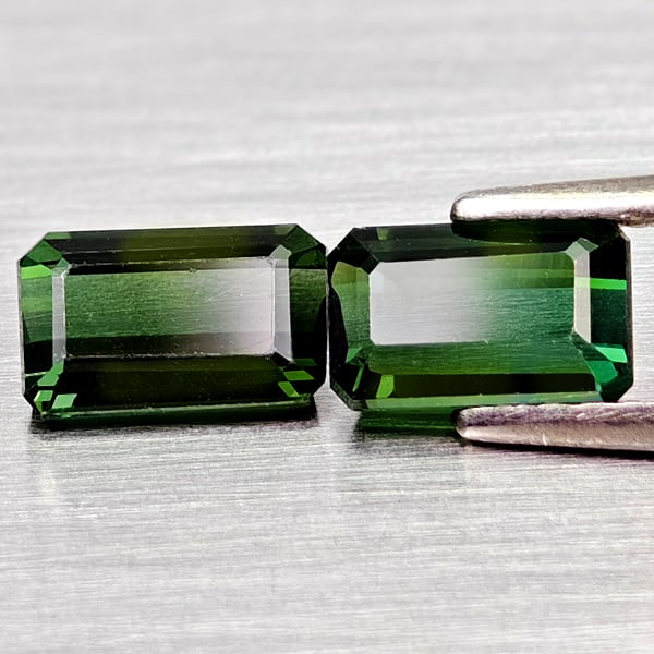 Natural Green Tourmaline 1.75 Ct. 2 Pcs. Octagon Shape Gemstone From Nigeria (1 of 3)
