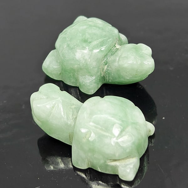 Natural Green Jade 48.95 Ct. 2 Pcs Turtle Carving Size 14 x 24 x 10 Mm Gemstones (1 of 3)