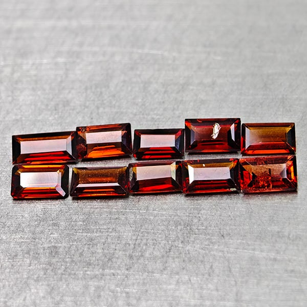 Natural Orangish Red Garnet 2.80 Ct. 10 Pcs Baguette Shape 5.1 x 3.2 Mm Gemstones From Tanzania: Product ID: 802936522 Product Name: Natural Red Garnet Weight: 2.80 CT. Size: 5.1 x 3.1 x 2.1 MM. Shape: Baguette Color: Orangish Red Clarity:VSI Luster: Very Good Gems Origin: Tanzania Treatment: Unh
