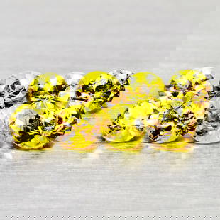 Natural Yellow Sapphire 0.65 Ct. 8 Pcs Round Diamond Cut 2.4 Mm Gemstones From Thailand: Product ID: 806162319 Product Name: Natural Yellow Sapphire Weight: 0.65 CT. Size: 2.4 x 2.4 x 1.7 MM. Shape: Round Diamond Cut Color: Yellow Clarity:VSI - SI1 Luster: Good Gems Origin: Thailand Treat