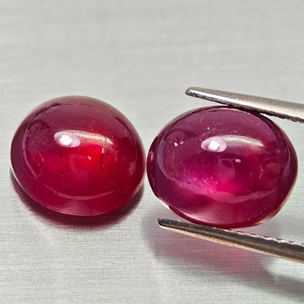 Natural Purplish Red Ruby 8.95 Ct. 2 Pcs Oval Cabochon Shape 10.1 x 8.2 Mm Gemstones From Madagascar (1 of 3)