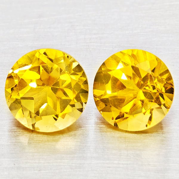 Natural Yellow Citrine 2.90 Ct. 2 Pcs Round Shape 7.3 Mm Gemstones From Brazil: Product ID: 801815364 Product Name: Natural Citrine Weight: 2.90 CT. Size: 7.3 x 7.3 x 5.4 MM. Shape: Round Shape Color: Yellow Clarity:VSI - SI1 Luster: Good Gems Origin: Brazil Treatment: Unheated C