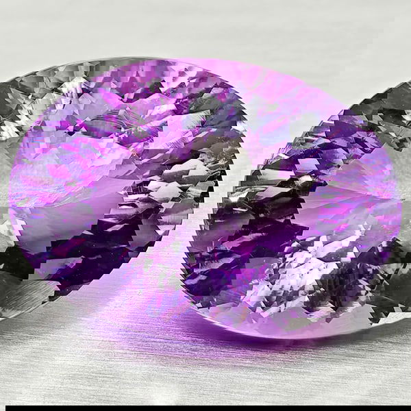 Natural Purple  Amethyst 17.96 Ct. VVS Oval Concave Cut 20.1 x 14.6 Mm Gemstone From Brazil (1 of 3)