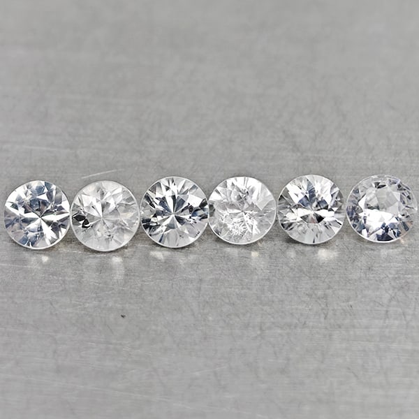 Natural White Zircon 2.28 Ct. 6 Pcs. Round Diamond Cut 4.1 Mm. Gemstones From Cambodia: Product ID: 807742866 Product Name: Natural Zircon Weight: 2.28 CT. Size: 4.1 x 4.1 x 3.3 MM. Shape: Round Diamond Cut Color: White Clarity:VVS Luster: Good Gems Origin: Cambodia Treatment: Heated Cry