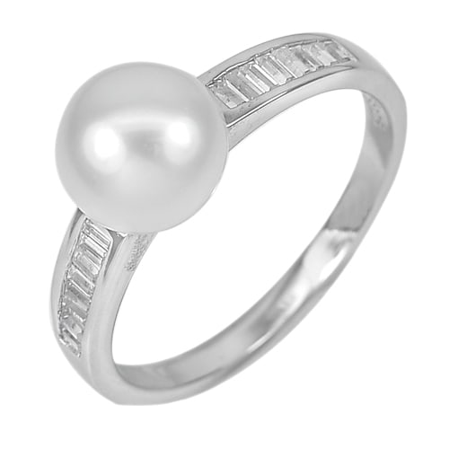 Natural White Pearl 925 Sterling Silver Ring Jewelry 3.20 G.Size 9 (1 of 3)