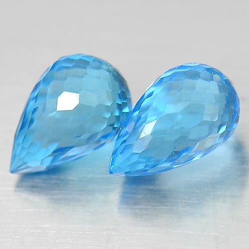 Natural Swiss Blue Topaz 3.20 Ct. 2 Pcs. VVS Briolette Shape 8 x 5 Mm. Gemstones From Brazil: Product ID: 807151332 Product Name: Natural Blue Topaz Weight: 3.20 CT. Size: 8 x 5 x 5 MM. Shape: Briolette Color: Blue Clarity:VVS Luster: Good Gems Origin: Brazil Treatment: Treated Crystal Structu