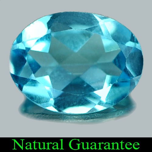 Natural Swiss Blue Topaz 1.28 Ct. Oval Shape 8 x 6.1 Mm Gemstone From Brazil: Product ID: 807161835 Product Name: Natural Blue Topaz Weight: 1.28 CT. Size: 8 x 6.1 x 3.3 MM. Shape: Oval Color: Swiss Blue Clarity:VSI Luster: Good Gems Origin: Brazil Treatment: Treated Crystal St